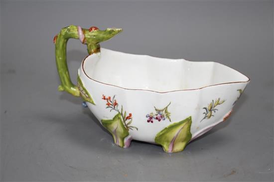 A Chelsea red anchor large sauceboat, c.1756, L. 19.5cm